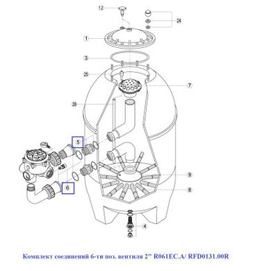 Комплект з'єднань 6-ти поз. вентиля 2" R061EC.A/ RFD0131.00R