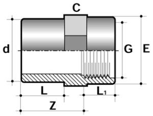 Втулка Comer SF12 ПВХ с внутренней резьбой (50×2″)