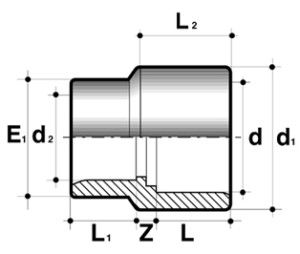 Переходник длинный RP20 ПВХ Comer с клеевым соединением (20x25x16 мм)