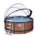 Деревянный бассейн каркасный, EXIT дерево 360х122 см (с куполом, диаметр 3.5, песочный фильтр)