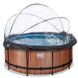 Бассейн EXIT каркасный круглый с куполом 360х122 см + тепловой насос + песочный фильтр "дерево"