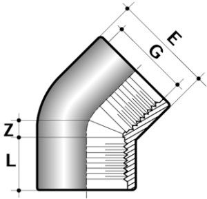 Колено 45° EY51 ПВХ Comer с резьбовым соединением (16 мм)