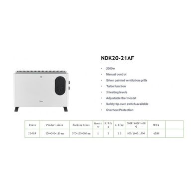 Электрический конвектор Midea NDK20-21AF белый