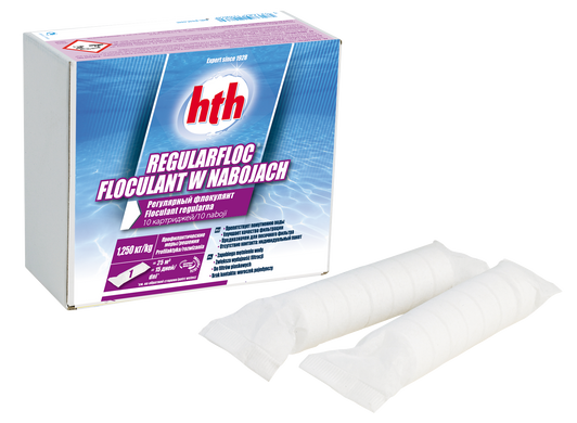 Флокулянт hth в картриджах 1.25кг (Франція), REGULARFLOC (10 мішечків для піщаних фільтрів)