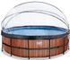 Басейн EXIT круглий з куполом 488х122 см + тепловий насос + пісочний фільтр "дерево"
