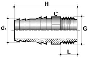 Штуцер HN61 ПВХ Comer с наружной резьбой (16 мм)