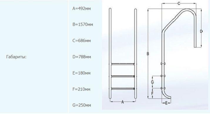 Сходи для басейну Standard BC, 3 ступені