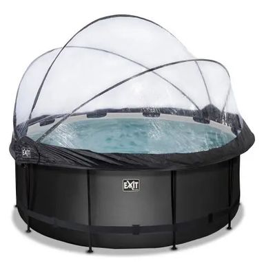 Бассейн EXIT каркасный с куполом 360х122 см + тепловой насос + песочный фильтр "черная кожа"
