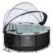Бассейн EXIT каркасный с куполом 360х122 см + тепловой насос + песочный фильтр "черная кожа"