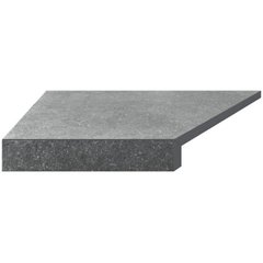 Угловой Г-образный элемент бортовой плитки Aquaviva Granito Gray, 595x345x50(20) мм (левый/45°)