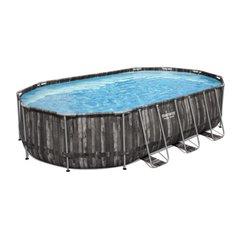 Каркасний басейн Bestway Wood Style 5611R (610х366х122 см) з картриджним фільтром, сходами та тентом