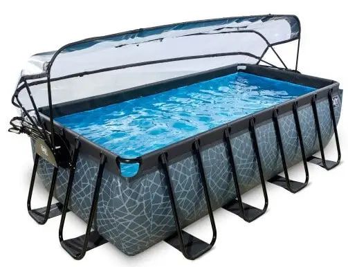 Каркасный просторный бассейн, EXIT с куполом 400х200х100см для дачи, песочный фильтр