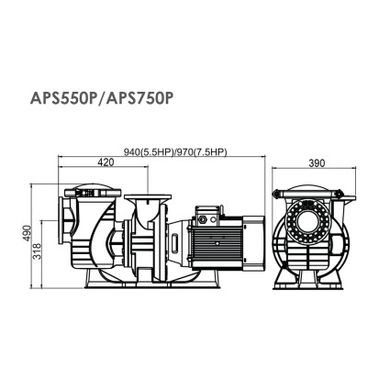 Насос Emaux APS550P (380В, 75м3/ч, 5.5HP)