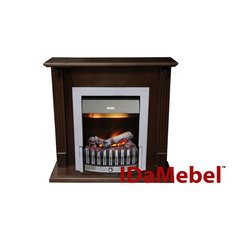 Каминокомплект IDaMebel Carolina орех Danville Chrome (вырез под плинтус 90x25)