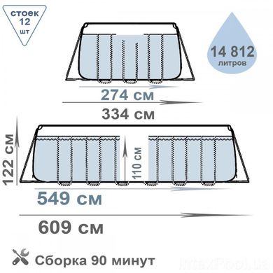 БАСЕЙН КАРКАСНИЙ РОТАНГ BESTWAY, 549X274X122 СМ, (ФІЛЬТР-НАСОС, СХОДИ, ТЕНТ, ДОЗАТОР)