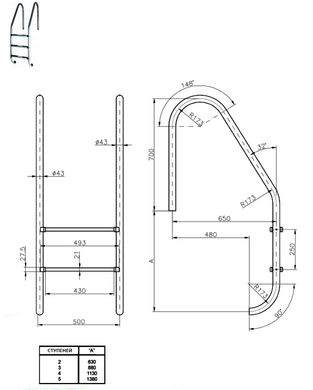 Лестница Kripsol STANDARD пять ступеней