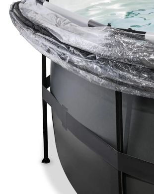 Басейн з куполом EXIT "чорна шкіра" 450х122 см (пісочний фільтр) + тепловий насос