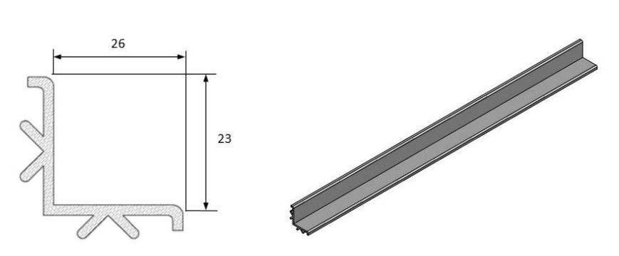 Опорный профиль для переливной решетки 23x26 мм