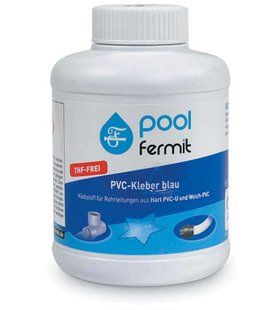 Клей для мягкого и жесткого ПВХ Pool Fermit, голубой, с кисточкой, 250мл