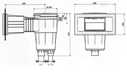 Скиммер Vagner, VA 17.5L, 450х235, с латунными вставками, под пленку